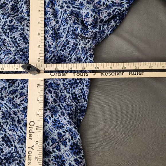 Rebecca Taylor Dress Women's 0 Silk V Neck Long Sleeve Mini Blue Floral Pockets - Picture 12 of 15